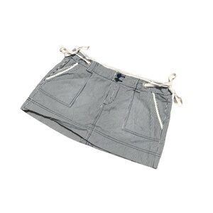 Y2K Low Rise Super Mini Skirt Pinstripe Summer 00s Ties Cotton Boutique Size 32